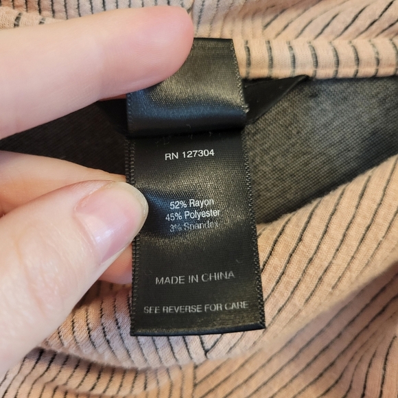Ali Miles Light Pink Black Stripe Loose Fit Long Sleeve Cowl Neck Top - Picture 4 of 5